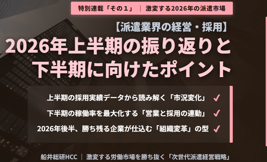 【人材派遣業界の経営・採用】2026年上半期の振り返りと下半期に向けたポイント「その１」のイメージ