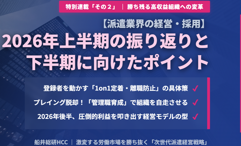【人材派遣業界の経営・採用】2026年上半期の振り返りと下半期に向けたポイント「その２」のイメージ