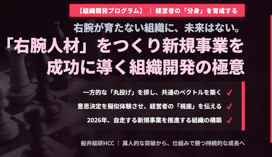 ＜右腕人材をつくる＞新規事業を成功に導く組織づくりとはのイメージ