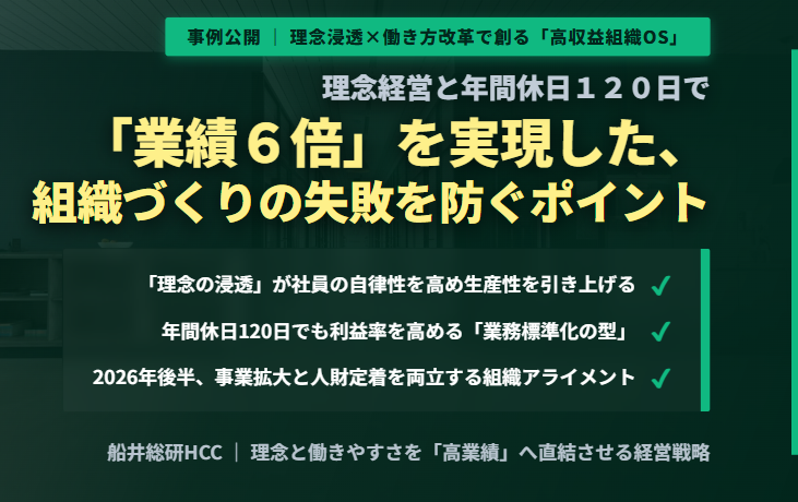 理念経営と年間休日120日で「業績6倍」を実現した、組織づくりの失敗を防ぐポイントのイメージ