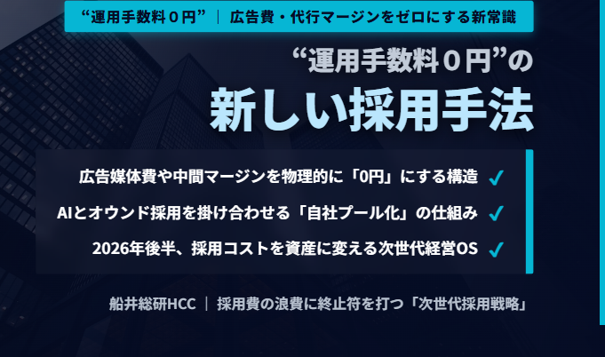"運用手数料0円”の新しい採用手法のイメージ