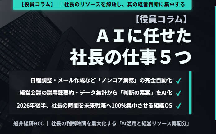 【役員コラム】AIに任せた社長の仕事5つのイメージ