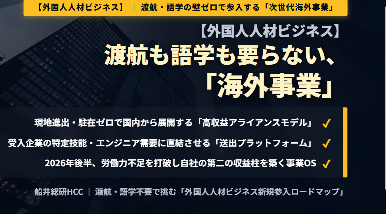 【外国人人材ビジネス】渡航も語学も要らない、「海外事業」のイメージ