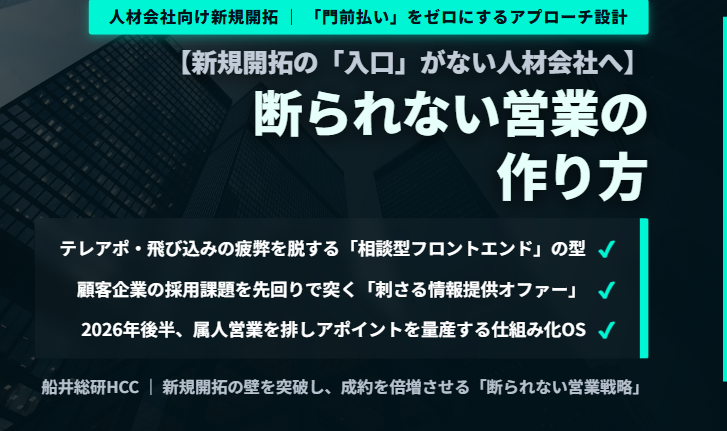 【新規開拓の「入口」がない人材会社へ】断られない営業の作り方のイメージ
